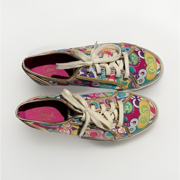 COACH™ Women's DEE Pop C Sneakers Sz 8.5 B Multicolor / Metallic Gold Trim - Picture 8 of 9